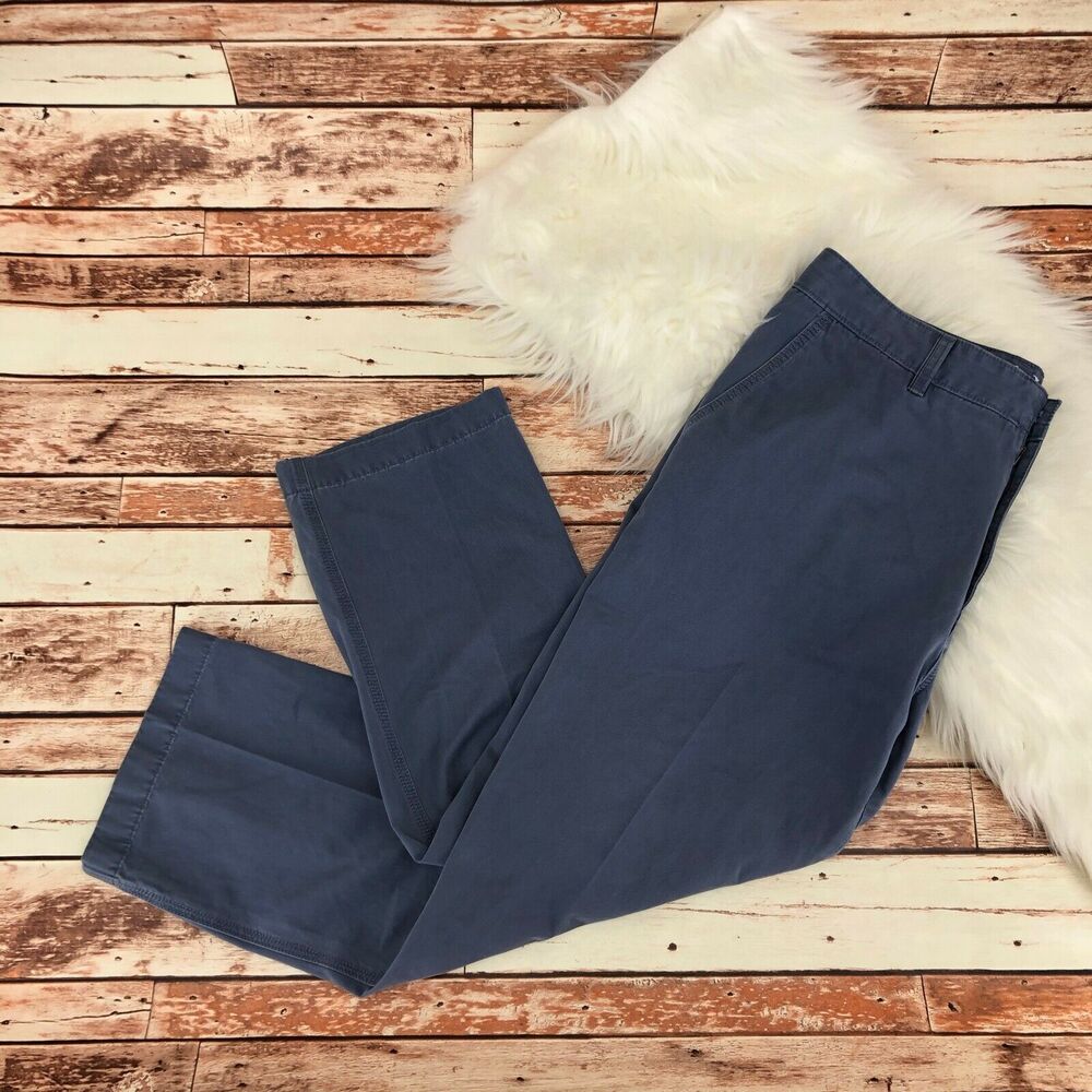 Nautica Men's Straight Leg Chino Casual Pants 38X30 Blue 100% Cotton Flat Front